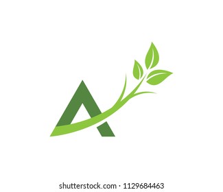 A letter logo with green leaf ecology nature element vector icon