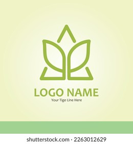 Letter A logo with green line vector illustration. Green leaves logo icon for salon, spa, yoga, meditation business company