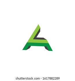 letter a logo with green triangle design vector