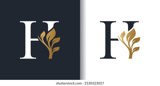 Letter logo H with nature concept design