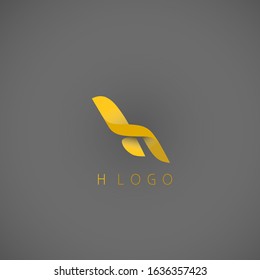 Letter logo H shaped vector folding Paper with gradations of orange