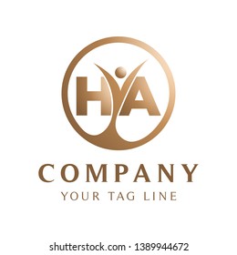 the letter logo HA, the object of the person inside it.
