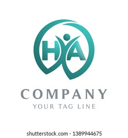 the letter logo HA, the object of the person inside it.