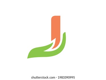 I letter logo with hand concept. I logo design. 
