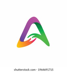 lettre Un logo avec un concept de serrement à la main