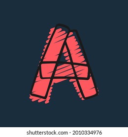 Letter A logo hand-drawn with felt-tip and marker strokes. Perfect to use in any comic strip pages, preschool posters, cute identity, etc.