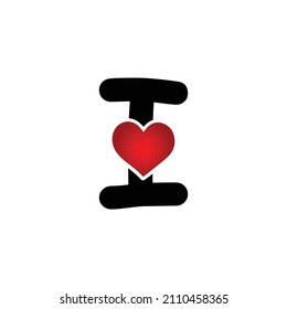 I letter logo with heart icon, Happy Valentines initial I logo, Valentines Day greeting card banner logo template