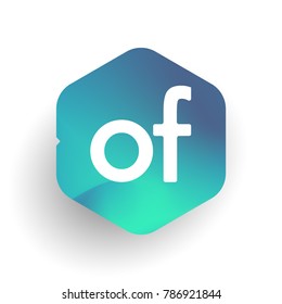 Letter OF logo in hexagon shape and colorful background, letter combination logo design for business and company identity.
