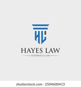 Letter logo hl, hl initial, law, letter, type, text, pillar logo fully editable vector template