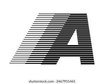 Letter A Modern Logo with Horizontal Speed Line Pattern