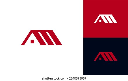 Letter AM logo with house roof