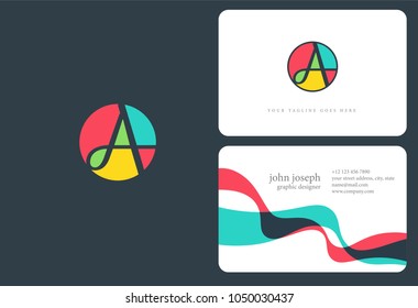 Letter A Logo icon with business card vector template. 

