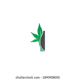 Letter I logo icon with cannabis leaf design vector illustration