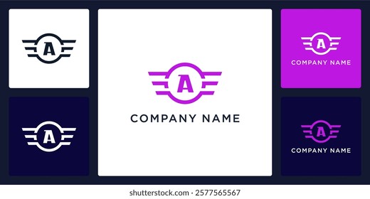 A letter logo and icon with circle and wings, vector template