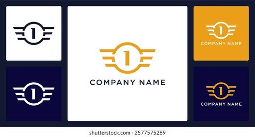 I letter logo and icon with circle and wings, vector template