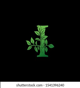 Letter I  logo icon. Creative vector logo icon design concept green nature floral tree ornament with letter I  for business or company identity. 
