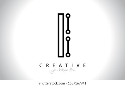 Letter I Logo Icon Design With Circuit Shape. Initial I logo design minimal clean and simple.
