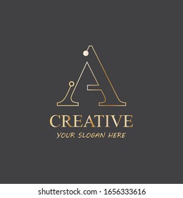 Letter A Logo Icon Design With Circuit Shape. Initial A logo design minimal clean and simple