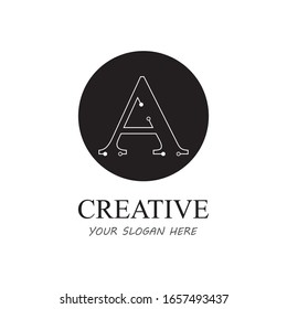 Letra A Logo Icon Design Con Forma De Circuito. Diseño inicial de logotipo A mínimo limpio y sencillo