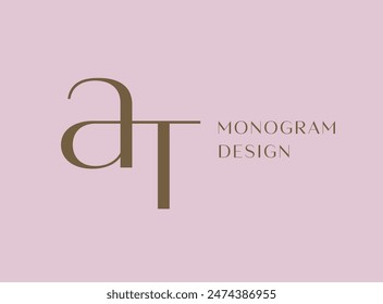 AT letter logo icon design. Classic style luxury initials monogram.