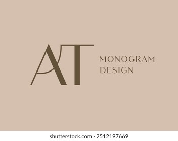 AT letter logo icon design. Classic style luxury initials monogram.