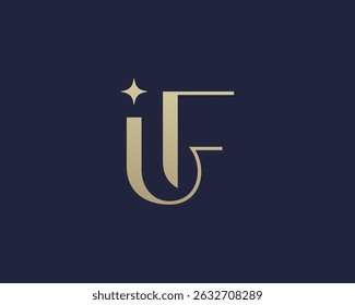 Diseño de icono de logotipo de letra IF. Monograma de las iniciales de lujo de estilo clásico.