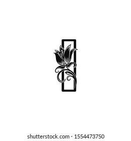 Letter I logo icon.  Design concept vintage classy flower with letter logo icon best for initial, luxury, boutique, restaurant, wedding service, hotel.
