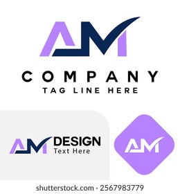 AM Letter logo icon design elements