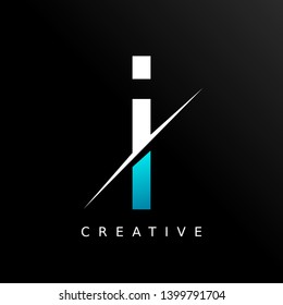 Letter I Logo Icon Design Template Element. Neon blue color - Vector