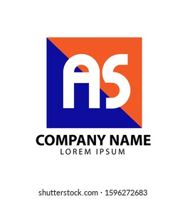 Letter AS Logo Icon Design Template Element with square