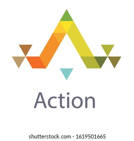 Letter A logo icon design template elements - vector sign with triangle colorful. Business card templates.
