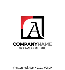Letter A logo icon design template elements in square.