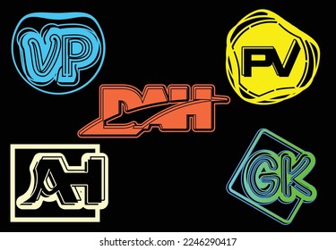 Conjunto de plantillas de diseño de iconos y logotipo de letras