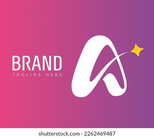 Letter A logo icon design template elements. Creative logo with initial letter A and yellow star. Usable for Branding and Business Logos.
