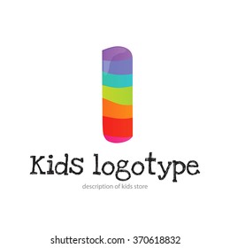 Letter I logo icon design template elements. Kid style logotype and font
