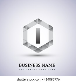 I Letter logo icon design template elements on hexagonal.