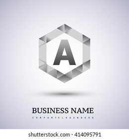A Letter logo icon design template elements on hexagonal.