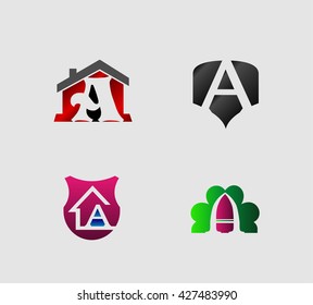 Letter a logo icon design template elements
