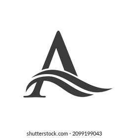 Letra A Logo Icon Design. Plantilla De Logotipo De Negocio Moderno, Plano Y Minimalista De La Señal De Onda Carta A