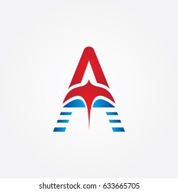 letter A logo, icon eagle flying