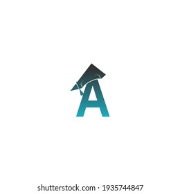 Letter A logo icon with graduation hat design vector illustration