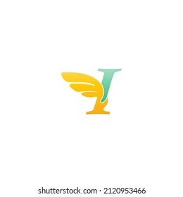 Letter I logo icon illustration with wings vector