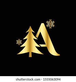 Letter A Logo Icon. Initial letter A  Design Vector Gold Color