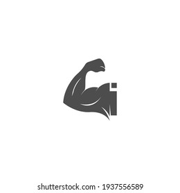 Letter I Logo Icon With Muscle Arm Design Vector Illustration