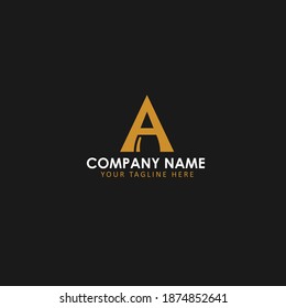 letter A logo or icon negative space design handwriting style