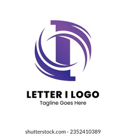 I Letter Logo Icon Purple gradient Design template Element