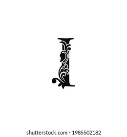 Logo-Symbolvorlage für Buchstabe I. Schwarz-Weiß-Vektordesign wirbelt elegant dekorativen Stil.