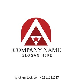 Letter a logo icon template in star shape on white isolated background.