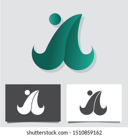 Letter A logo icon vector design template for company. Business card templates. Green Color.