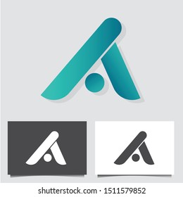 Letter A logo icon vector design template for company. Business card templates. Blue Color.